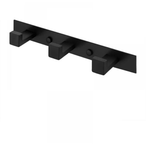 1pc Porte-manteau mural pour salle de bain avec 3 crochets, porte-manteau mural pour salle de bain, espace en aluminium noir mat