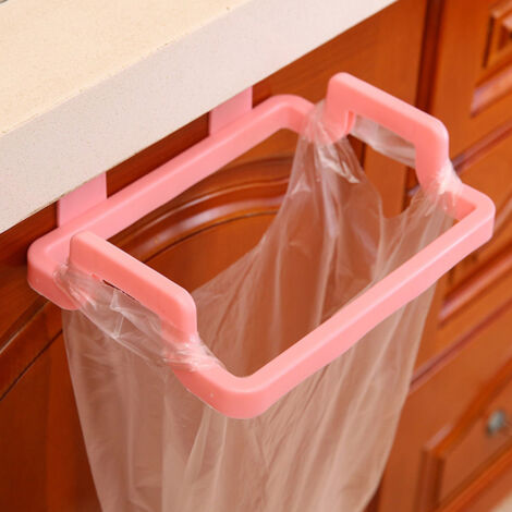 1Pc Porte-Sac Poubelle Suspendu pour Cuisine, Rack de Rangement Déchets, Support pour Salle de Bain (Rose)
