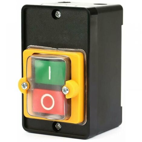 1PC Push Button Switch, AC220V/380V 10A Single/Three Phase Waterproof Power Control Switch with Shell, On/Off Control Button for Machine Tool