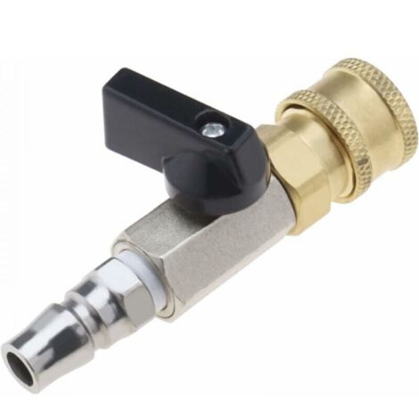 1pc Raccord rapide pour air comprimé, vanne à boisseau sphérique pneumatique, vanne de dosage, vanne d'arrêt 1/4" avec raccord fileté mâle 1/4" et douille de raccordement 1/4".
