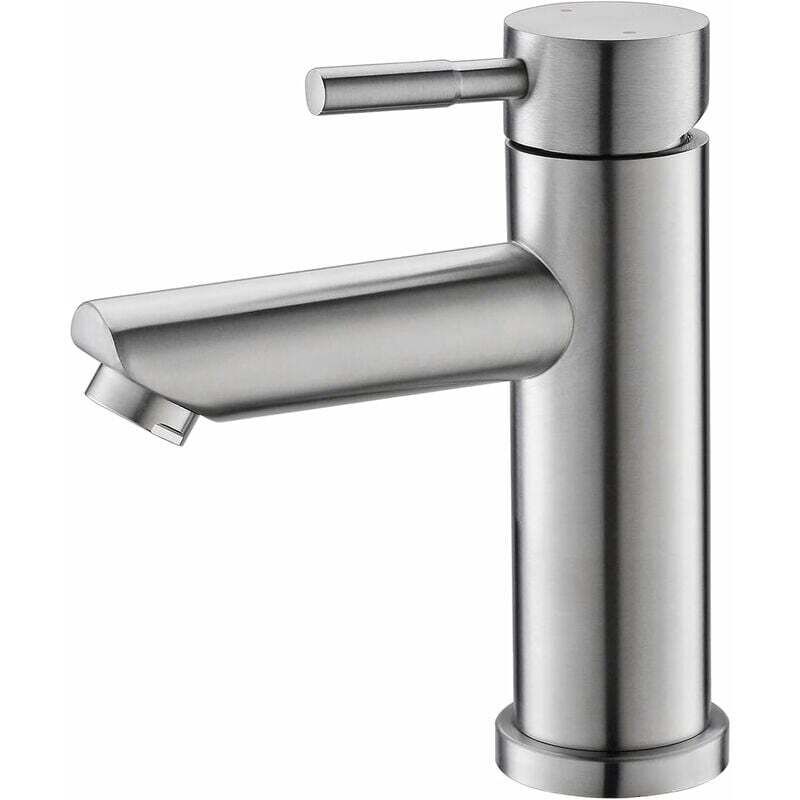 1PC Robinet En Acier Inoxydable 304, Design Moderne Robinet De Lavabo Réglable Chaud Et Froid Design Salle De Bains 175x150x50mm - Argent