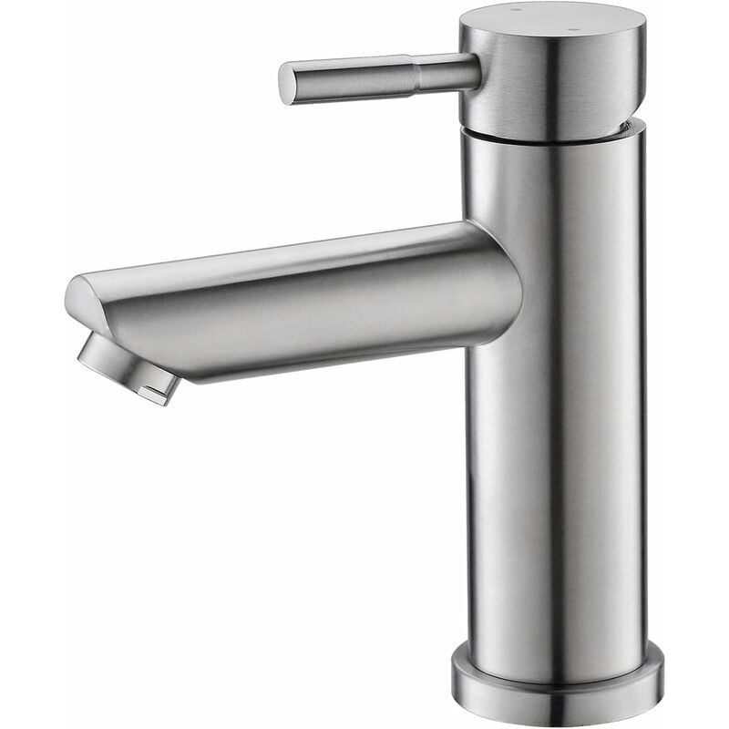 1PC Robinet En Acier Inoxydable 304, Design Moderne Robinet De Lavabo Réglable Chaud Et Froid Design Salle De Bains 175x150x50mm - Argent