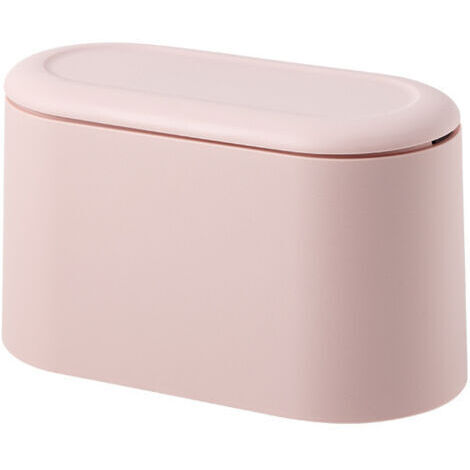 1pc (rose) Petite Poub de Table, Mini Poub de Bureau Cuisine en Design Plastique avec Couvercle à Bouton-Poussoir,Push Top Trash Can Rubbish Waste Dust Bin
