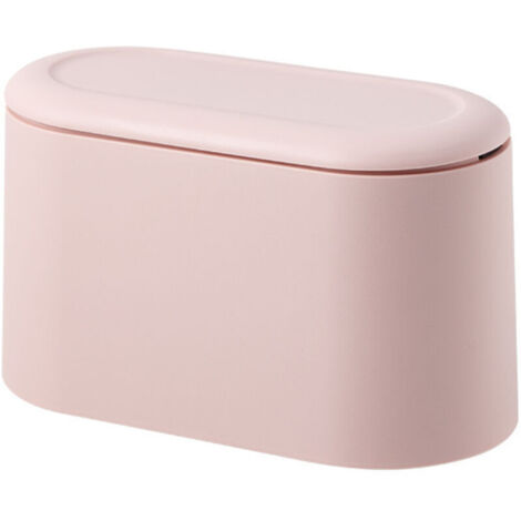 1pc (rose) Petite Poub de Table, Mini Poub de Bureau Cuisine en Design Plastique avec Couvercle à Bouton-Poussoir,Push Top Trash Can Rubbish Waste Dust Bin