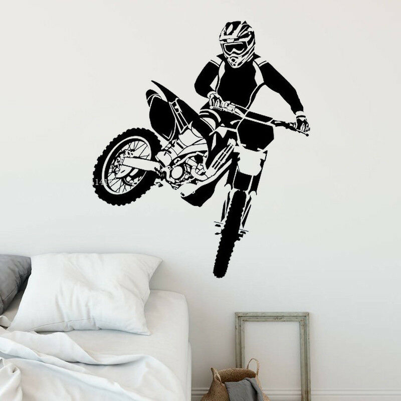 Ahlsen - 1pc Sticker mural de moto,decoration pour salon chambre bureau,57x67cm - black