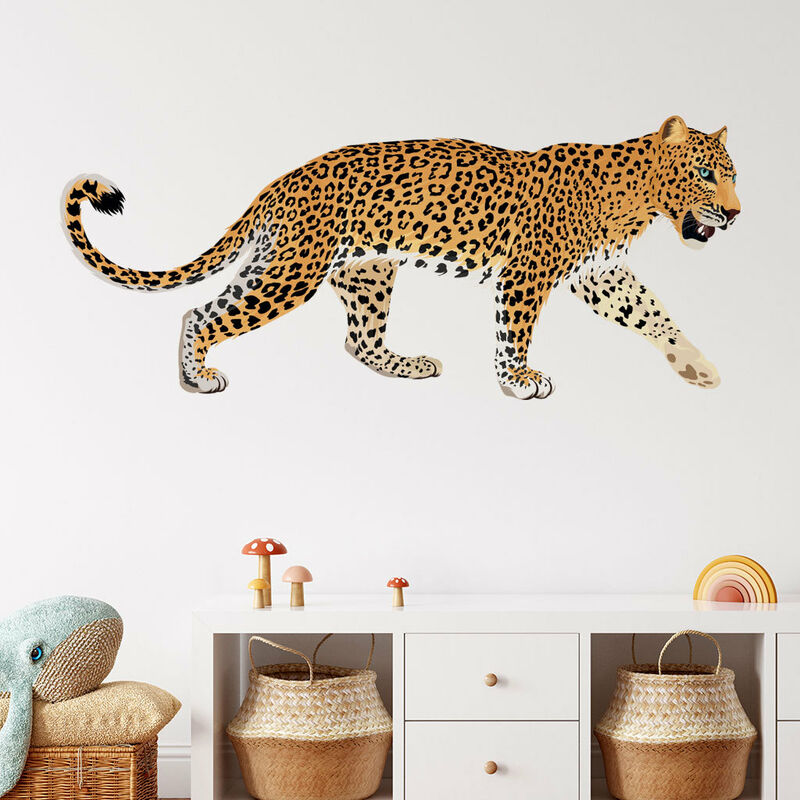 Xinuy - 1pc Sticker Mural jaguar léopard Autocollant mural Décoration Murale pour Salon, Chambre, Cuisine, Salle de bain