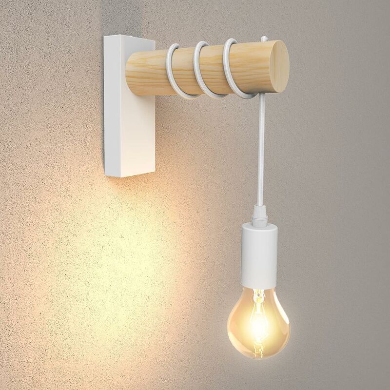 1pc style européen blanc applique chambre étude lampe de chevet rétro applique bois art décoration applique