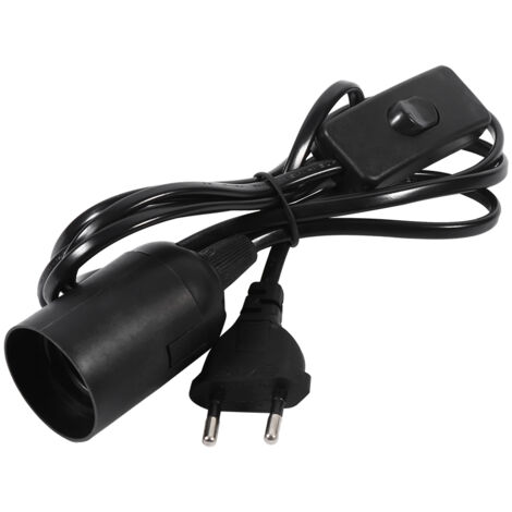 1Pc Suspension Lampe Applique Plafonnier Douille Ampoule Interrupteur Noir Prise EU