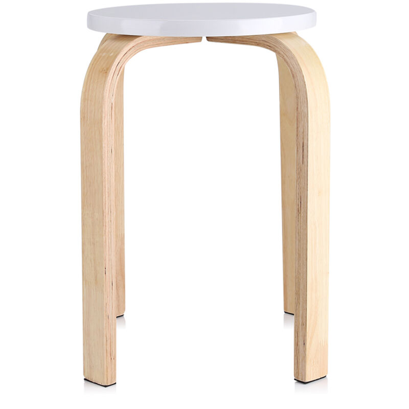 Eosnow - 1Pc tabouret empilable en bois courbé antidérapant couleur bonbon meubles de maison décor de chambre d'enfants blanc