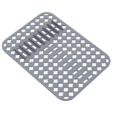 1pc Tapis d'évier, Tapis de Protection en Silicone, 40X29 CM PVC Cuisine Tapis D'évier Protecteur pour évier et évier avec Trous de Drainage (Gris)