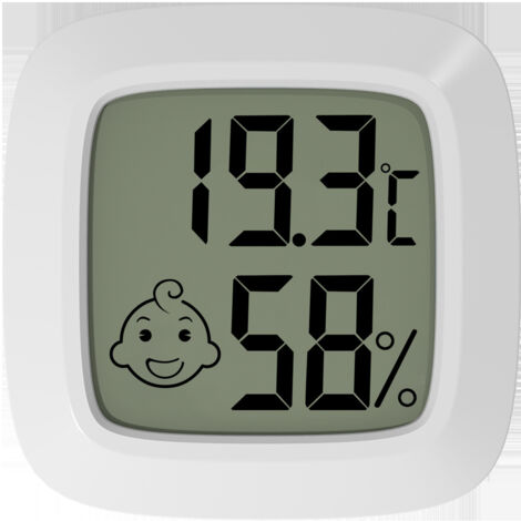 1pc Thermomètre Intérieur,Petit Thermomètre Hygromètre Digital à Haute Précision,Moniteur de Température et Humidimètre Indicateur Niveau de Confort pour Bureau,Chambre de bébé Vestiaire