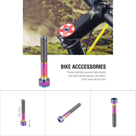 1pc Tige de direction en titane pour vélo, boulon fileté M6, accessoire vélo (M6-40 coloré)