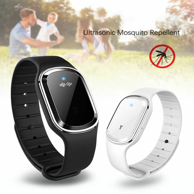 1PC Ultrasonic Anti-Moustique Repellent Bracelet Bug Insect Repeller Wrist Watch Blanc