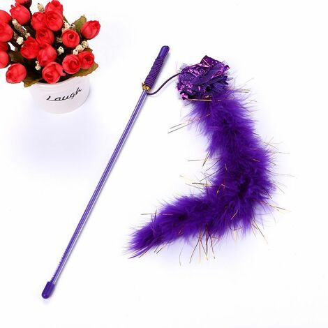 1pc (violet)30cm Jouet à Plumes pour Chats, Jouet Interactif pour Chat avec Couleur , Bâton de Chat Drôle pour Animaux, Jouets Chat Intérieur pour Améliore Intelligence et Réactivité