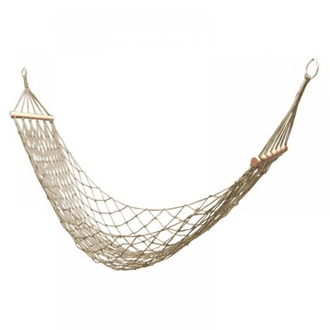 1pc White - Cotton Rope Hammock, Hanging Net, Indoor or Outdoor Hammock, Single Hammock with Wooden Sticks, Patio, Beach, Camping