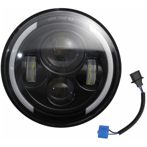 AUTRES 1Pc7 Pouces Phares A Del Ronde (Yeux D'Ange De Croissant), Utilises Jeep Wrangler Jk Lj Tj Phares De Moto Cj