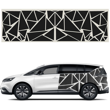 1PCS 200x60cm Car Side Body Sticker DIY Vinyl Decal Decor Graphic Triangles Black LAVENTE