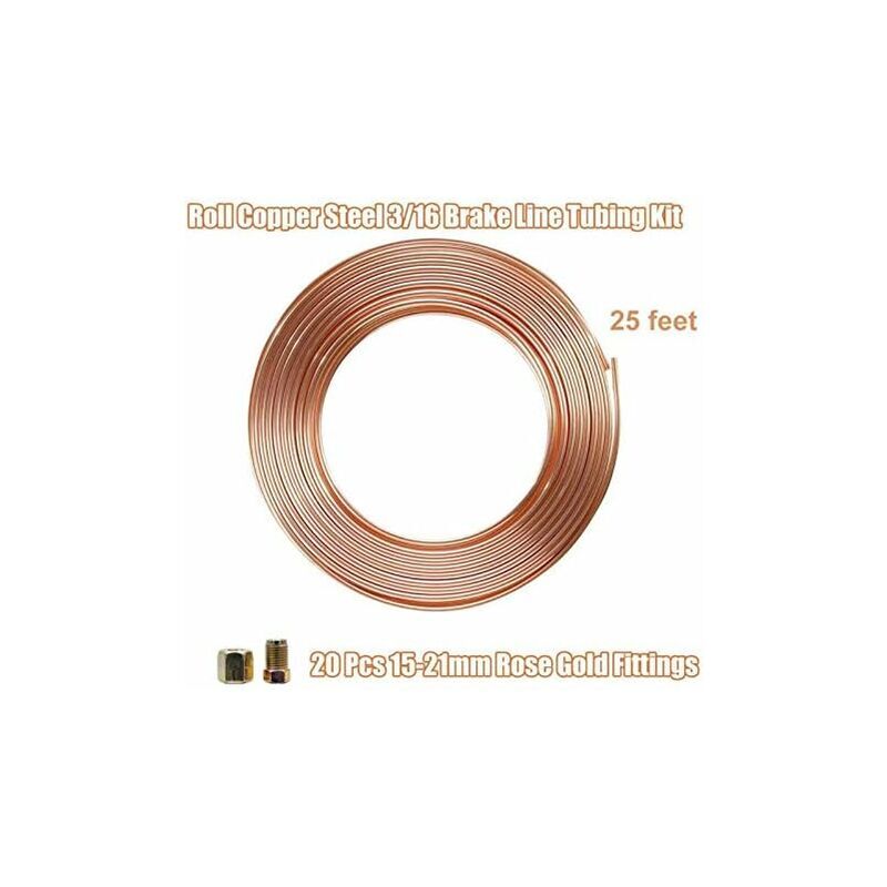 Lucky-88 - 1pcs 25 ft. 3/16 Kit Freinage Tube Cuivre Cupro Nickel 10 raccords mâles +10 Connecteurs Femelles câbles de Frein pour intérieur de