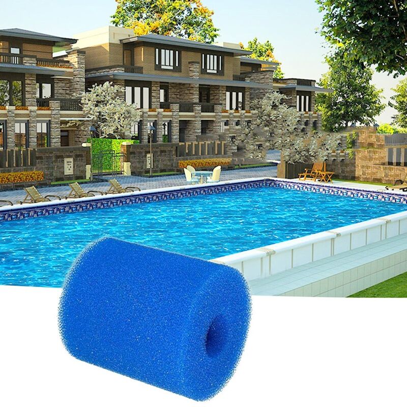 1pcs 93x30x102 mm réutilisable piscine lavable filtre éponge bleue éponge de nettoyage colonne piscine filtre coton - blue
