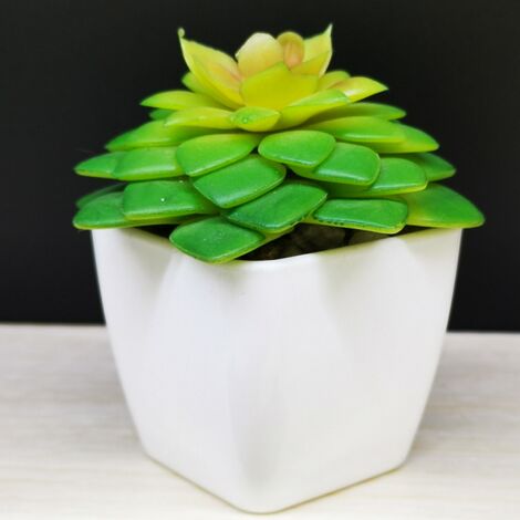 1pcs Artificial Plant Indoor Small Artificial Plastic Succulent Plant with Ceramic Pot Fake Green Plants Decoration-small water lily7.5*7cm