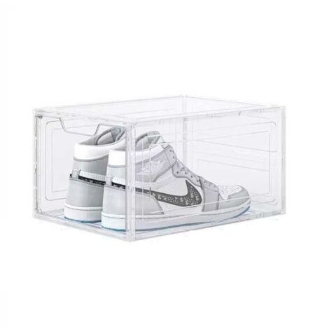 1pcs Caja de almacenamiento de zapatos domésticos, caja de zapato transparente de apilamiento sólido con tapa