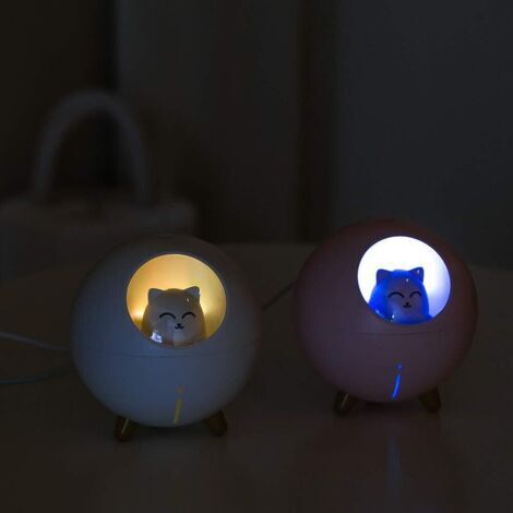 1pcs  Chat Pet Multi-Mode  Veilleuse Petit Mini Spray USB Humidificateur Bureau Bureau Dessin Animé Atmosphère Lumière Décompression Cadeau