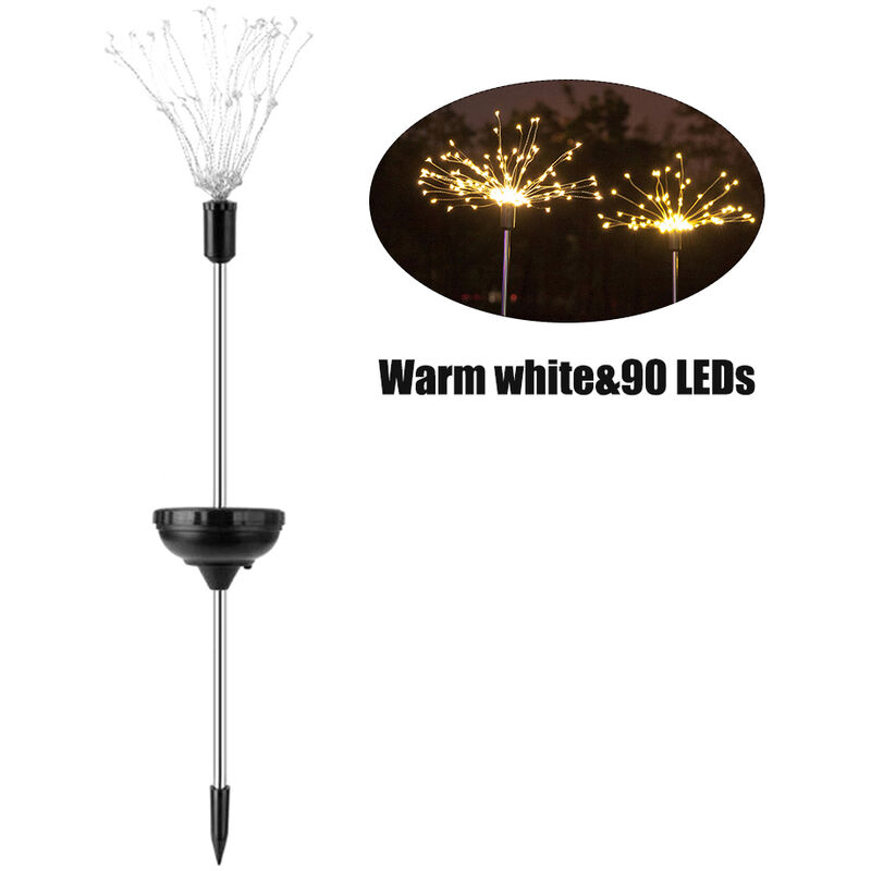 

1PCS Energia solar Luces 90LE-D Alambre de cobre Starburst Fuegos artificiales Cadena de hadas Jardin Paisaje Luz Navidad Decoracion al aire libre