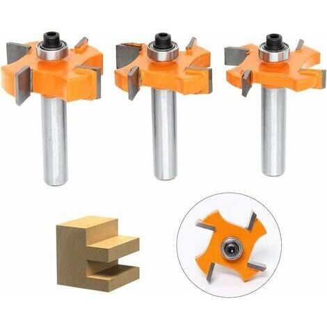 1Pcs Fraise à rainurer et languette, 4 boules de lame 8 mm Shank T - Fraise en forme de bois, Outils de travail du bois pour portes, tables, étagères, murs et plus