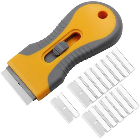 1pcs Grattoir plaque induction avec 15 Lames de rechange,Grattoir vitrocéramique,Grattoir plaque vitrocéramique,Lame grattoir,Scraper,Retractable,pour Nettoie,Vitres,Poêle,Autocollants