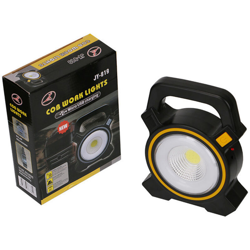 

1PCs Lampara de trabajo COB portatil Linterna LED Proyector de emergencia recargable a prueba de agua Reflector de carga solar para senderismo al