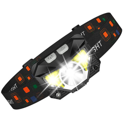 1pcs Lampe Frontale LED Ultra Puissante, 1200L Lampe Frontale Rechargeable 6 Modes d'Éclairage avec Capteur Mouvement IPX4 Étanche Portable Lampe Frontale LED pour Course Cyclisme Camping [Classe éner
