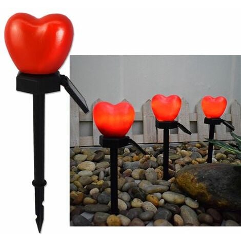 WERWING 1PCS Lampes Solaires Saint Valentin Decoration Forme de Coeur pour Jardin - Rouge