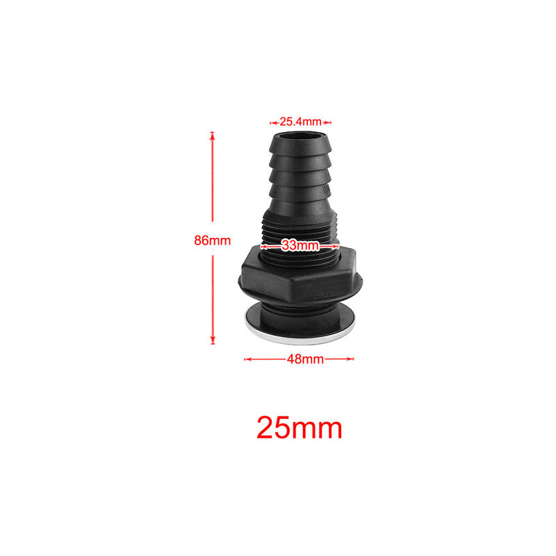 1pcs Nylon Plastic Thru Hull Bilge Fitting With Stainless Steel Rim Bilge Pump Aerator Hose Boat Marine Yacht Sailing RV Accessories