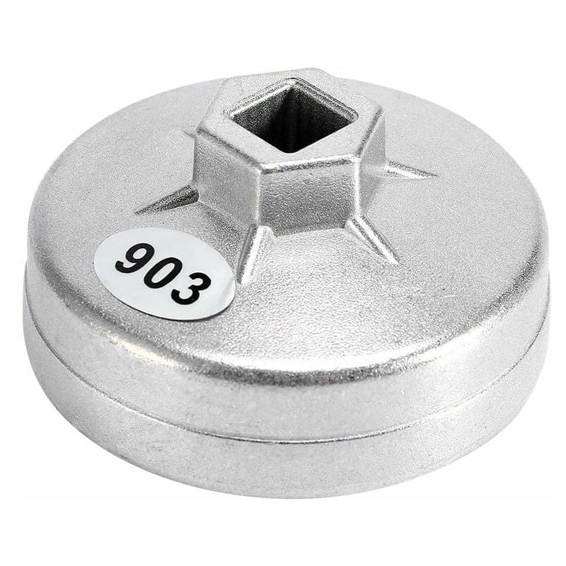 Hoopzi - 1pcs Oil Filter Wrench, 74mm 14 Spline Aluminum Oil Filter Wrench Socket Removal Tool 903 Silver Color