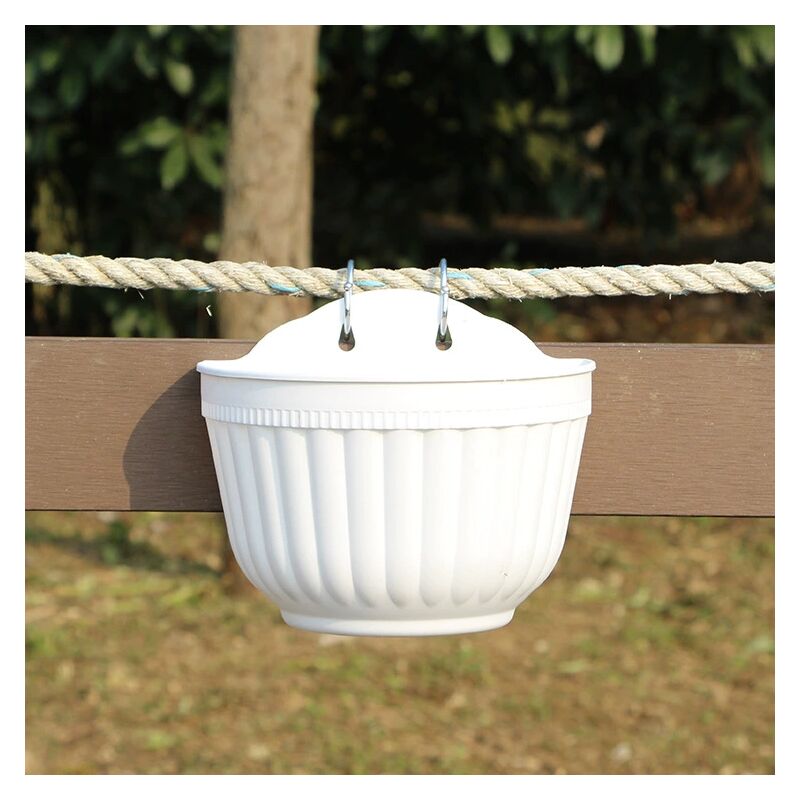 1pcs Pot de fleurs mural pour décoration extérieure de jardin, balcon, blanc, 21 cm