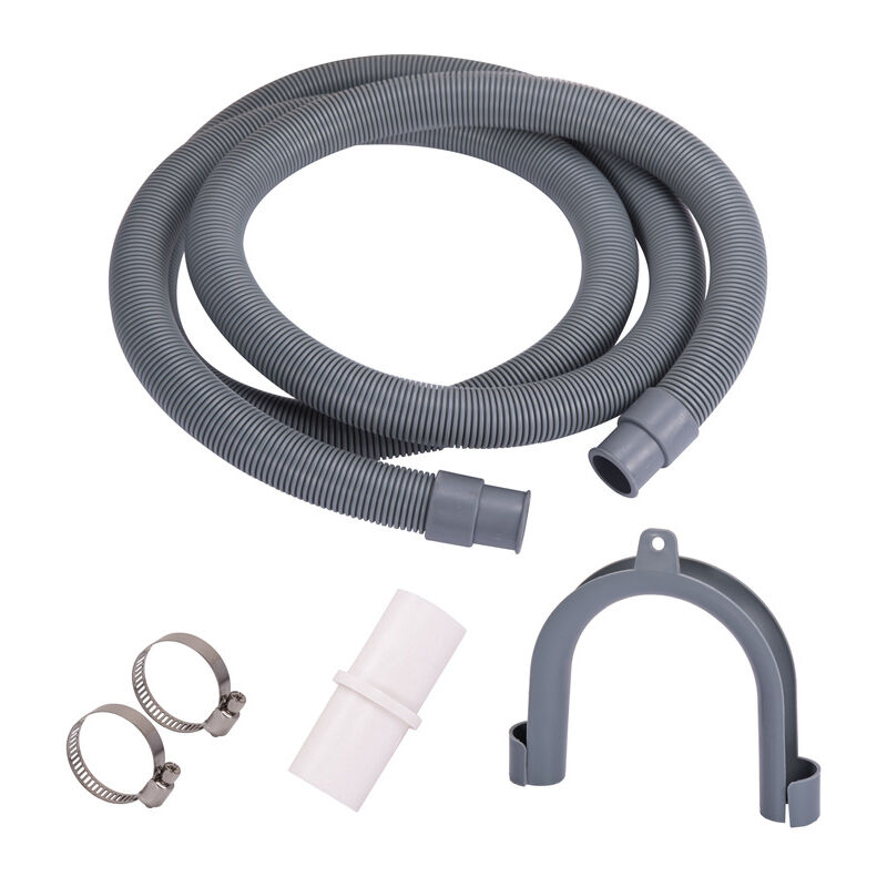 1PCS Replacement 3m Drain Hose Extension Kit for Washing Machine, Dryer and Dishwasher (U Curved Board + 2 Clamps + 1 White Connector)