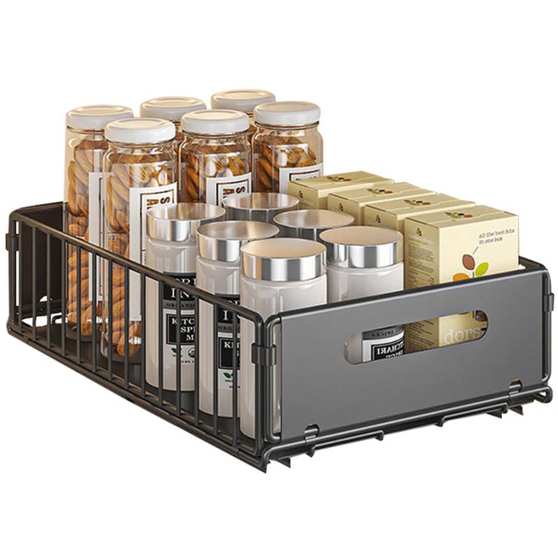 1pcs retirez l'organisateur d'armoire, tiroirs de cuisine extensibles, panier de stockage de glissière robuste avec Film adhésif, sous l'étagère de