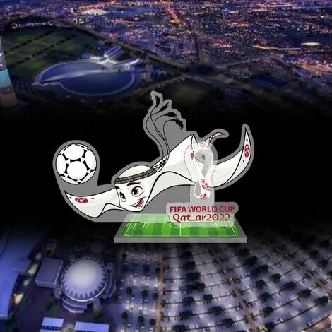 1PCS Support de Coupe du Monde 2022, Décoration de Bureau de Mascotte de Coupe du Monde de Football du Qatar, Collection de Souvenirs pour les Fans de Football dans les Tribunes, Souvenirs d'Ornement