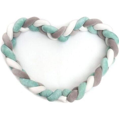 1PCS Tour de lit coussin Serpent Coussin Tressé pare-chocs Velours Protection bébé sécurité (blanc +gris +vert)
