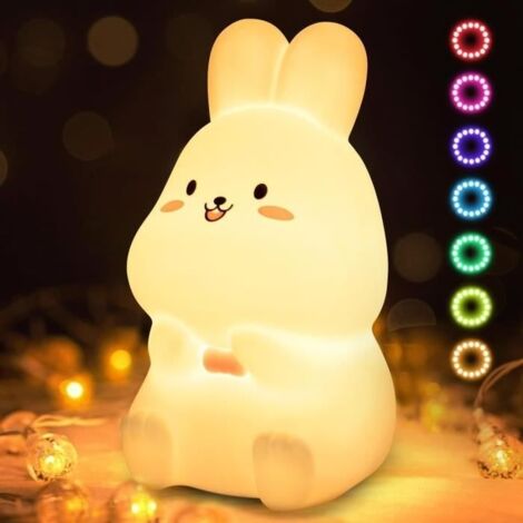 1pcs Veilleuse Enfant Veilleuse Bébé 9 Couleurs Veilleuse LED Ours Lampe de Chevet Enfant, Veilleuse USB Rechargeable Lampe de