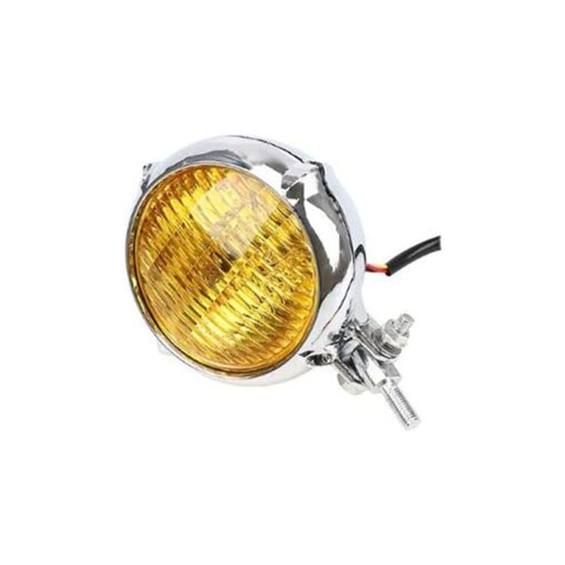 Linghhang - 1PCS (verre jaune galvanisé)Phare de moto rétro électrique, phare de moto t 3.5 ', phare Vintage,