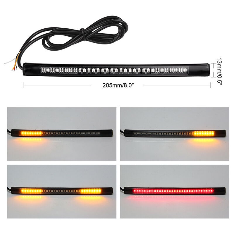 1pcs，48 Feux Stop Led pour Moto Voiture Vélo Feux Clignotant Bande de Lumière 12V