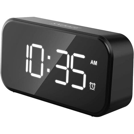 1pcsRéveil numérique LED de chevet alimenté par secteur, réveil à affichage numérique à 5 LED avec double port USB, 12/24 heures, luminosité à 6 niveaux, fonction de répétition
