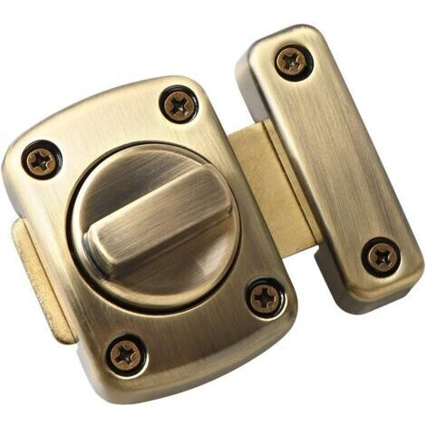 1pc,Verrou Porte Serrure Loquet Rotatif de Porte Loquet Tournant Verrou de Porte Serrure de Verrouillage avec 6 Boulons pour Porte, Fenêtre, Armoire et Jardin, Finition Bronze en Méta