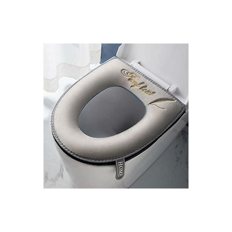 Serbia - 1pc(gris) housses de siège de toilette douces et épaisses avec poignée pour abattant wc - Lavable - Convient à tous les sièges de toilette