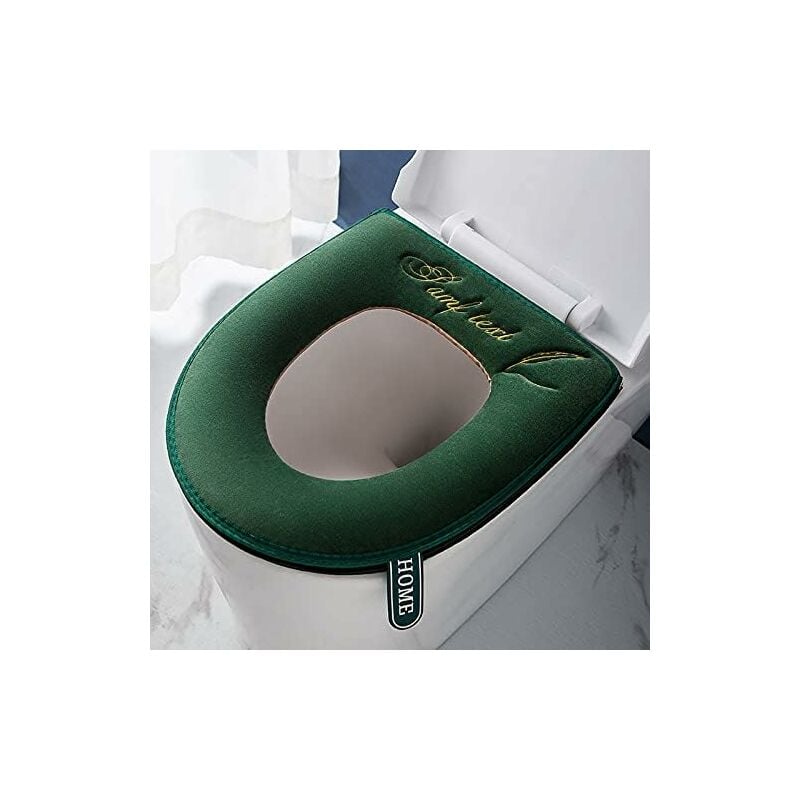 Serbia - 1pc(vert) housses de siège de toilette douces et épaisses avec poignée pour abattant wc - Lavable - Convient à tous les sièges de toilette