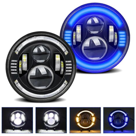 1Phares LED ronds 7 pouces pour voiture et moto, avec feu de jour/clignotant/feu de croisement/feu de route, 7 pouces, compatible véhicules.