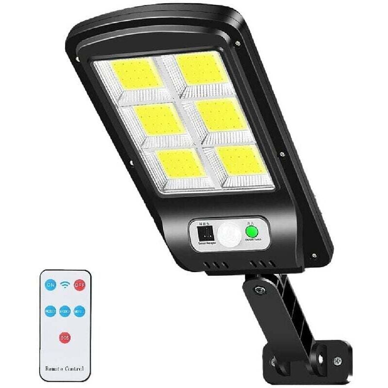 1Pièce Lampe Solaire Extérieur, 6000LM LED Réverbères Lumière Solaire Projecteur Détecteur de Mouvement 3 Modes IP67 étanche pour Jardin, Garage,