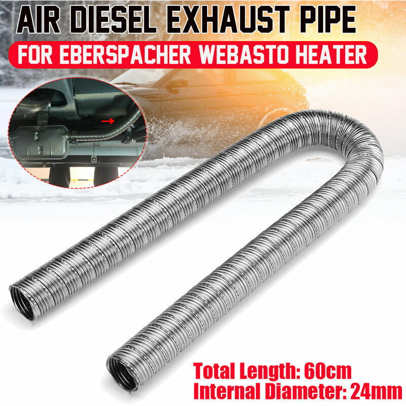 Start - 1Pièces 60cm 24mm double couche chauffage de voiture tuyau d'échappement en acier inoxydable chauffage Tube d'échappement ligne de tuyau pour
