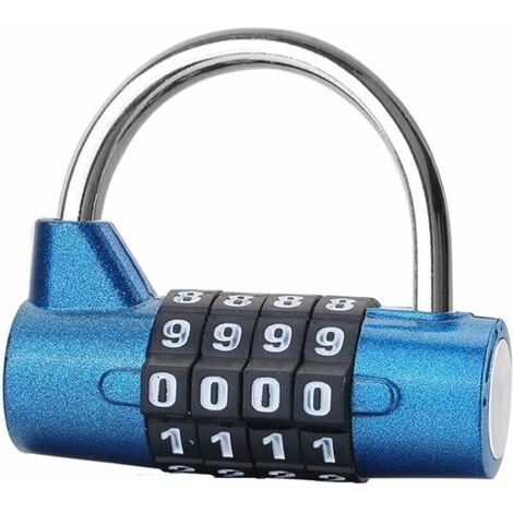 1Pièces Cadenas à Combinaison à 4 Digit Cadenas de Securite Sans Cle Cadenas Casier College Antivol pour Ecole, Gym, Casier Sport, Valise de Voyage, Boîte à outils, Vélos, Portail Exteri Etc (bleu)